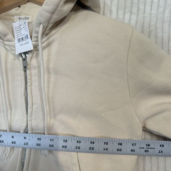 John Galt Taupe Crystal Cropped Zip Up Hoodie One Size Fits Most NWT - Picture 4 of 8
